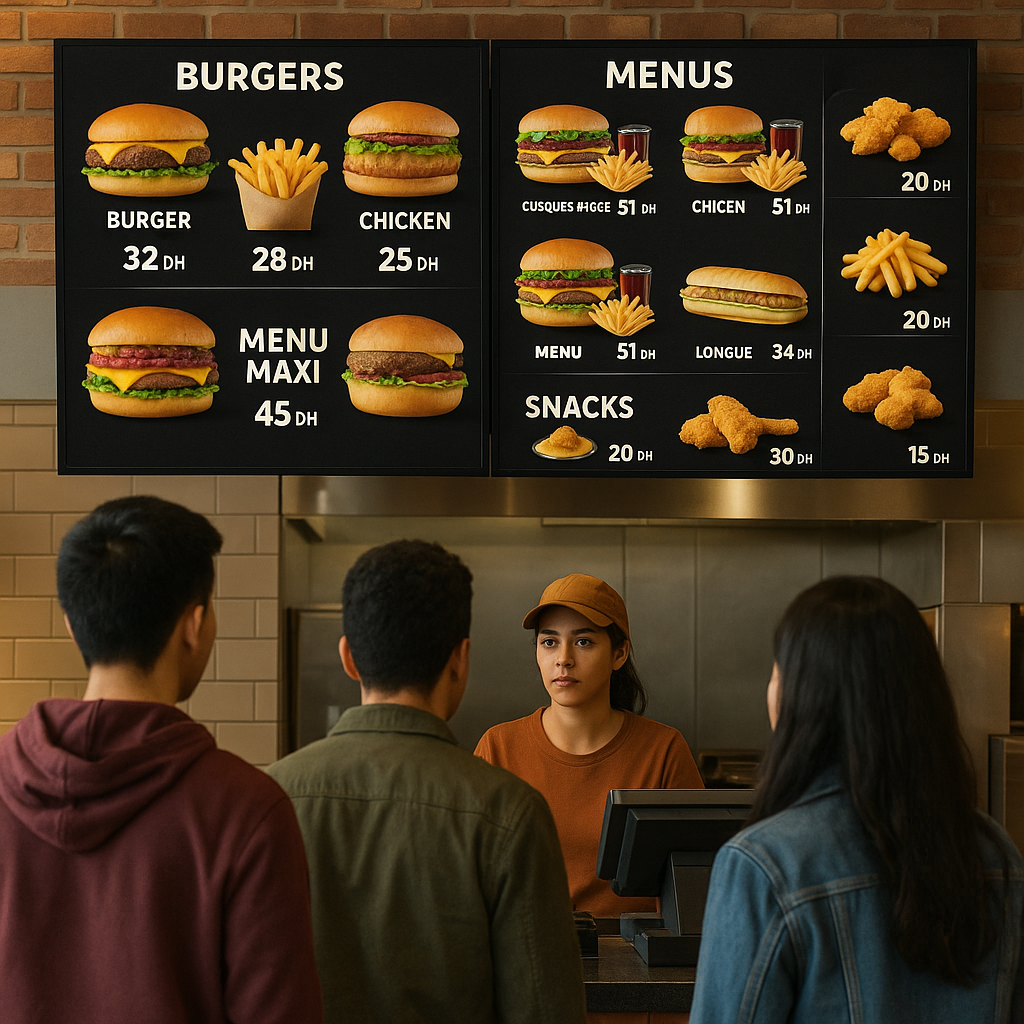 menus digitaux fast-foods Maroc